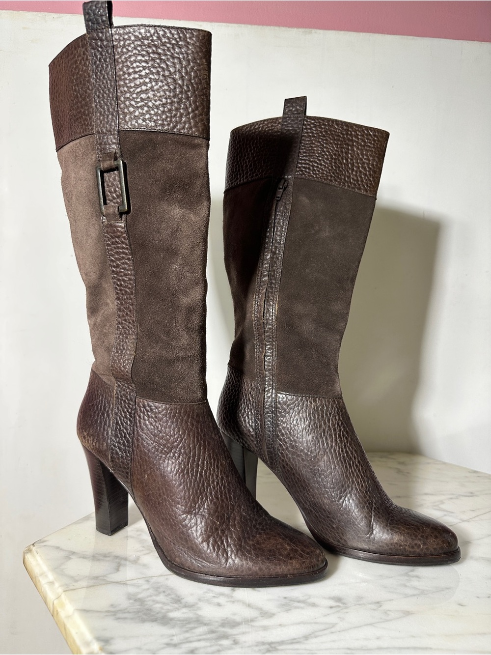 Banana Republic Dark Brown Leather & Suede Knee Boots